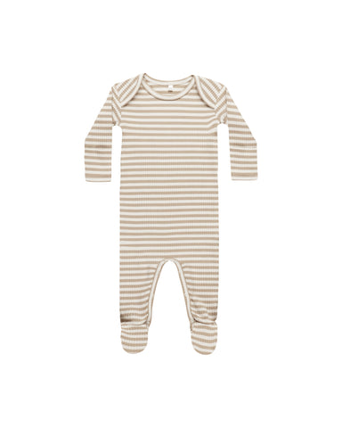 Quincy Mae Latte Stripe Ribbed Footie