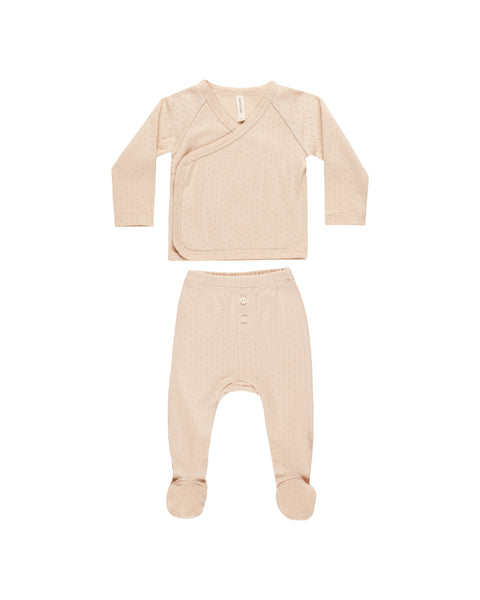 Quincy Mae Shell Wrap Top + Footed Pant Set