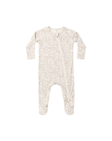 Quincy Mae Natural Bloom Bamboo Zip Footie