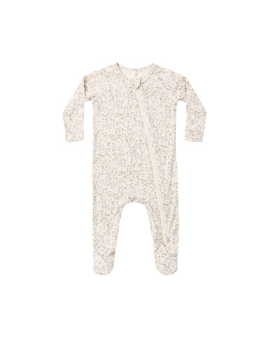 Quincy Mae Natural Bloom Bamboo Zip Footie