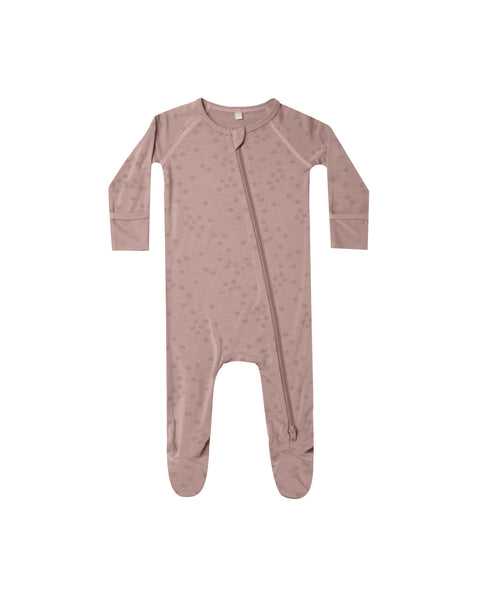 Quincy Mae Mauve Bloom Bamboo Zip Footie