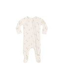 Quincy Mae Natural Elephants Bamboo Zip Footie