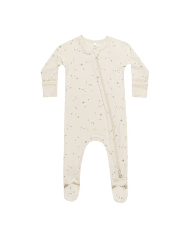 Quincy Mae Natural Twinkle Bamboo Zip Footie