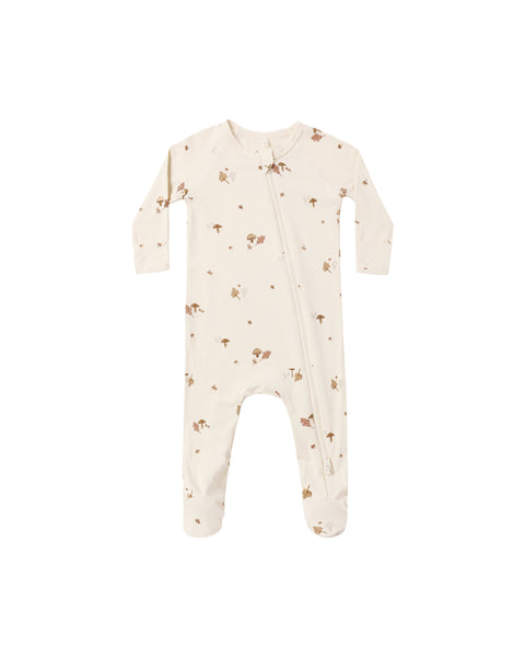 Quincy Mae Natural Woodland Bamboo Zip Footie