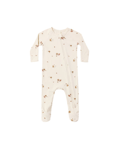 Quincy Mae Natural Woodland Bamboo Zip Footie