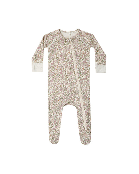 Quincy Mae Flower Field Bamboo Zip Footie