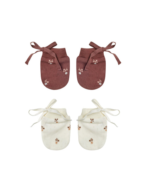 Quincy Mae Rose Fleur/Plum Fleur No Scratch Mittens