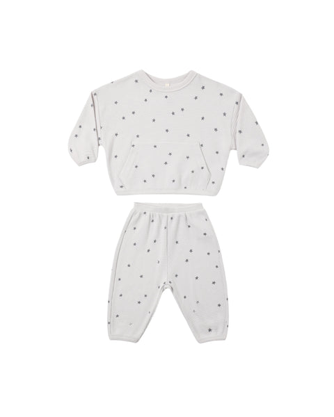 Quincy Mae Fog Stars Waffle Slouch Set