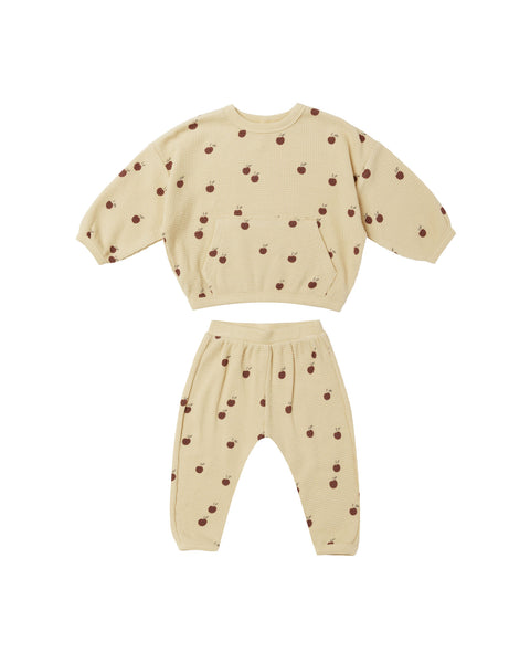 Quincy Mae Apples Waffle Sweater + Pant Set
