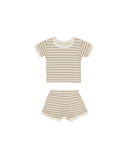 Quincy Mae Oat Stripe Waffle Shortie Set