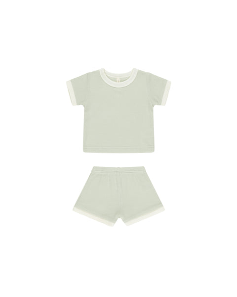 Quincy Mae Mint Waffle Shortie Set