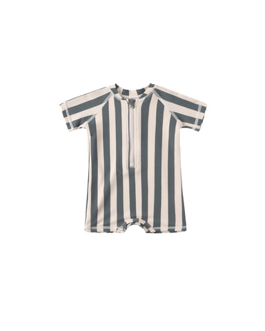 Quincy Mae Ocean Retro Stripe Rashguard One-Piece