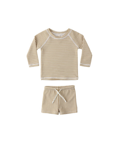 Quincy Mae Honey Small Stripe Finn Rashguard + Short Set