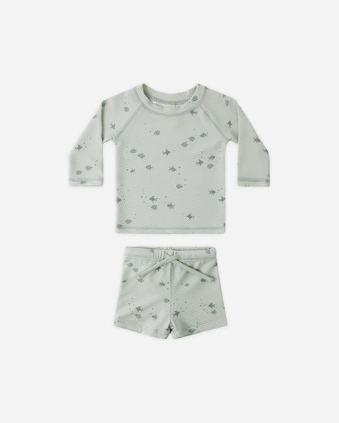 Quincy Mae Sky Fish Finn Rashguard + Short Set
