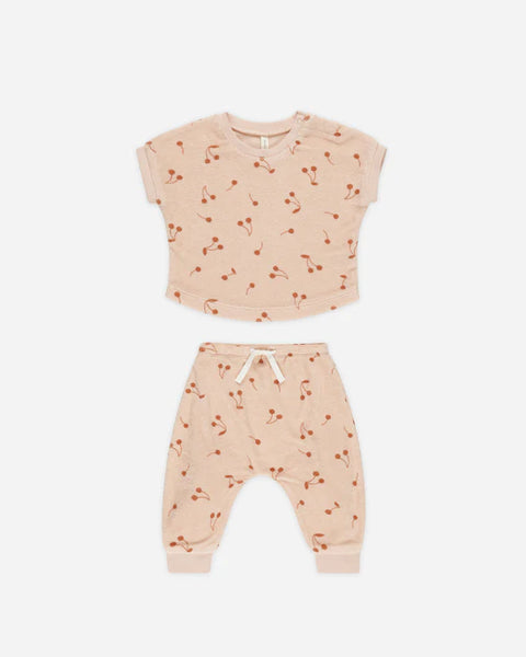 Quincy Mae Melon Cherries Terry Tee + Pant Set