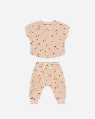 Quincy Mae Melon Cherries Terry Tee + Pant Set