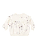 Quincy Mae Natural Blue Daisy Ruffle Relaxed Fleece Sweat Set
