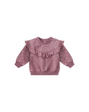 Quincy Mae Mulberry Polka Dots Ruffle Fleece Sweat Set