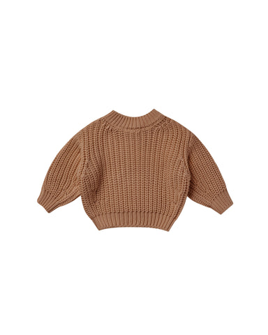 Quincy Mae Cinnamon Chunky Knit Sweater & Knit Tie Bloomer Set