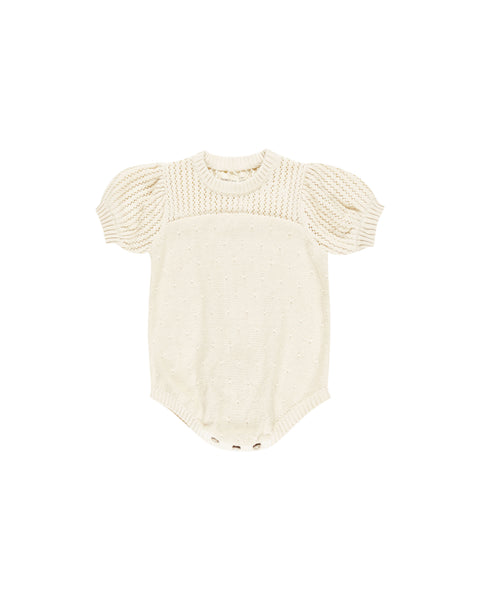 Quincy Mae Natural Pointelle Knit Romper