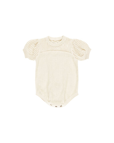 Quincy Mae Natural Pointelle Knit Romper