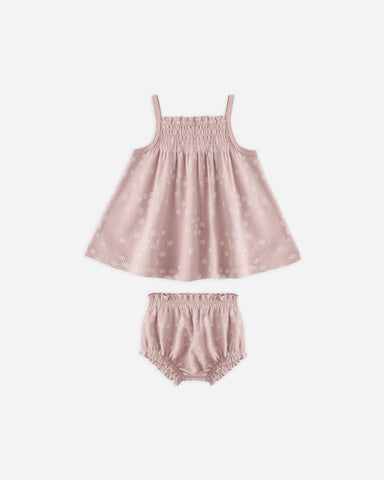 Quincy Mae Mauve Daisy Smocked Tank + Bloomer Set