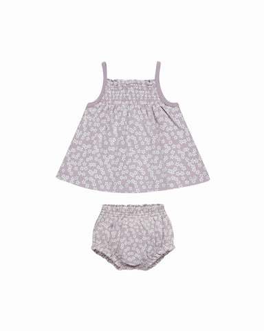 Quincy Mae Lavender Ditsy Smocked Tank + Bloomer Set