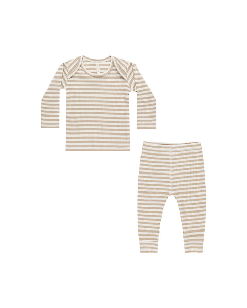 Quincy Mae Latte Stripe Ribbed Legging Set