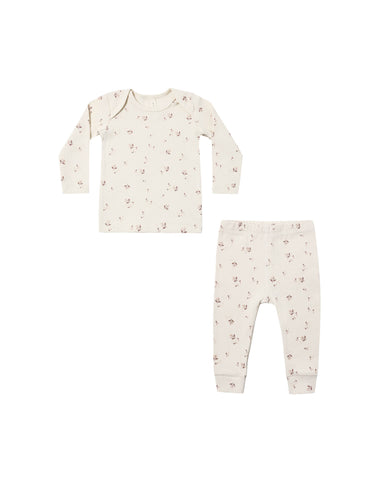 Quincy Mae Natural Fall Ditsy Ribbed Tee + Legging Set