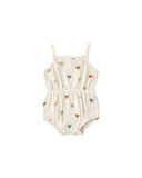 Quincy Mae Natural Confetti Hearts Waffle Cinch Romper