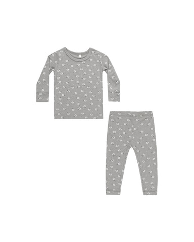 Quincy Mae Dusty Blue Ditsy Bamboo Pajama Set