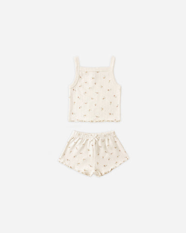 Quincy Mae Ivory Petit Fleur Pointelle Tank + Shortie Set