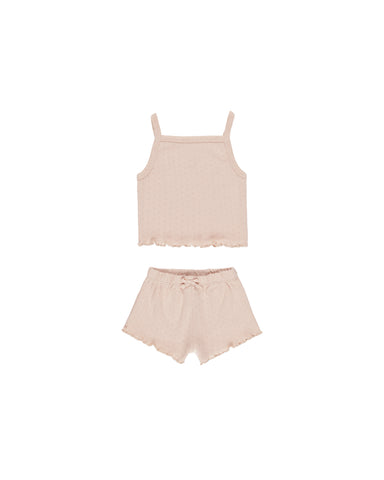 Quincy Mae Melon Pointelle Tank + Shortie Set