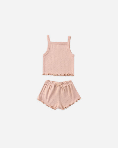 Quincy Mae Melon Pointelle Tank + Shortie Set