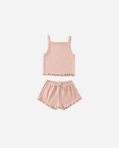 Quincy Mae Melon Pointelle Tank + Shortie Set