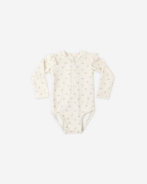 Quincy Mae Ivory Petit Fleur Byron Rashguard One-Piece