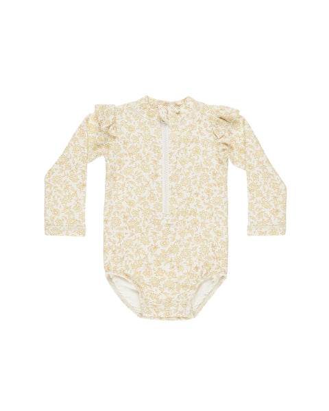 Quincy Mae Ivory Dahlia Byron Rashguard One-Piece