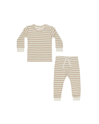 Quincy Mae Oat Stripe Waffle Top + Pant Set