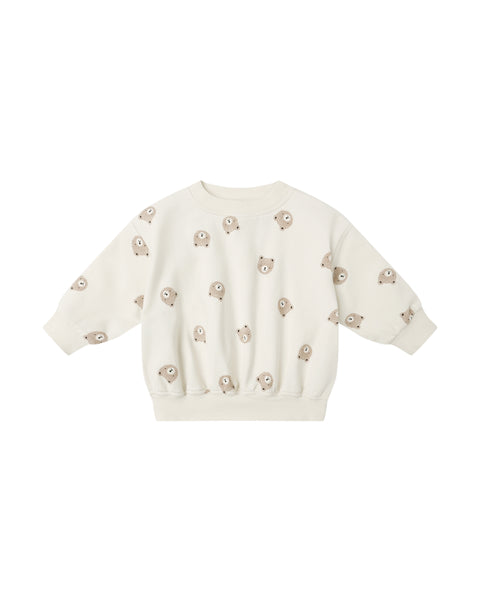 Quincy Mae Natural Brown Bear Relaxed Sweatshirt