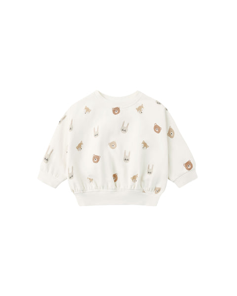 Quincy Mae Ivory Critters Relaxed Fleece Sweat Set