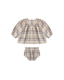 Quincy Mae Latte Fall Plaid Mia Top + Bloomer Set