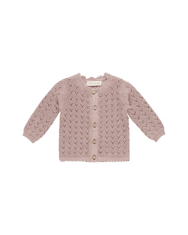 Quincy Mae Mauve Scalloped Cardigan + Bloomer Set