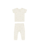 Quincy Mae Ivory Pink Ditsy Pointelle Tee + Legging Set