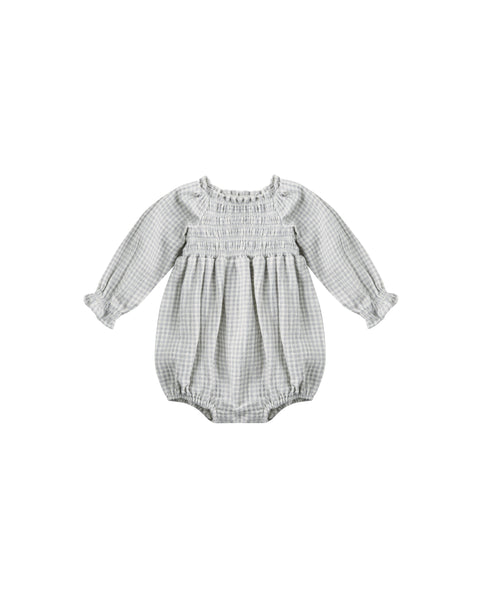 Quincy Mae Blue Gingham Eden Romper