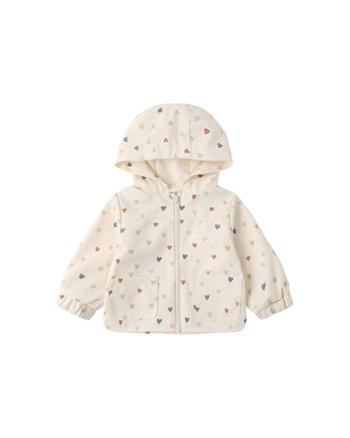 Quincy Mae Natural Small Confetti Hearts Rain Coat