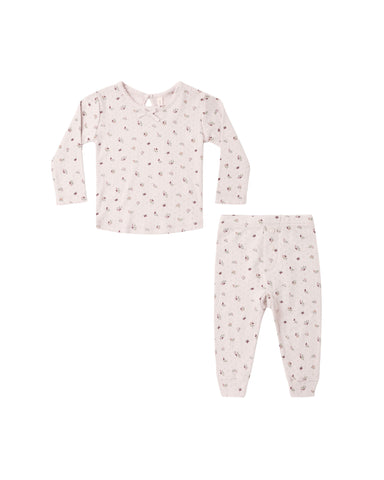 Quincy Mae Lilac Heart Ditsy Pointelle Tee + Legging Set