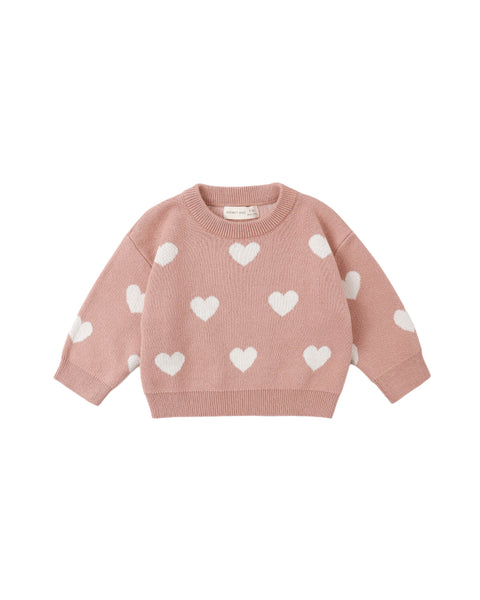 Quincy Mae Heart Pink Knit Sweater + Knit Pant Set