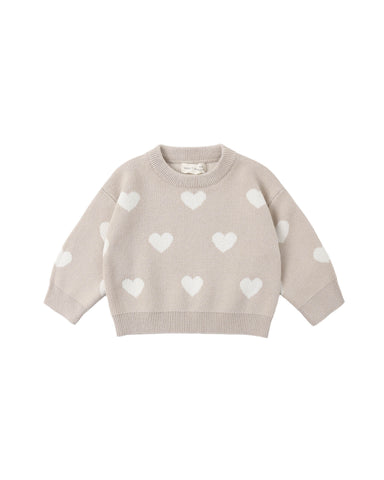 Quincy Mae Oat Hearts Knit Sweater