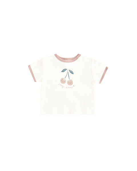 Quincy Mae Ivory Cherry Ringer Tee