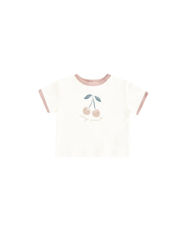 Quincy Mae Ivory Cherry Ringer Tee
